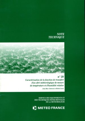 Couverture Caractérisation de la fonction de transfert d'un abri météorologique de mesure de température et d'humidité relative 