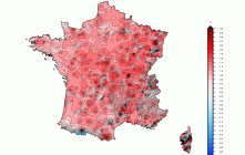 Ecart de température moyenne en 2019