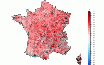 Ecart de température moyenne en 2019