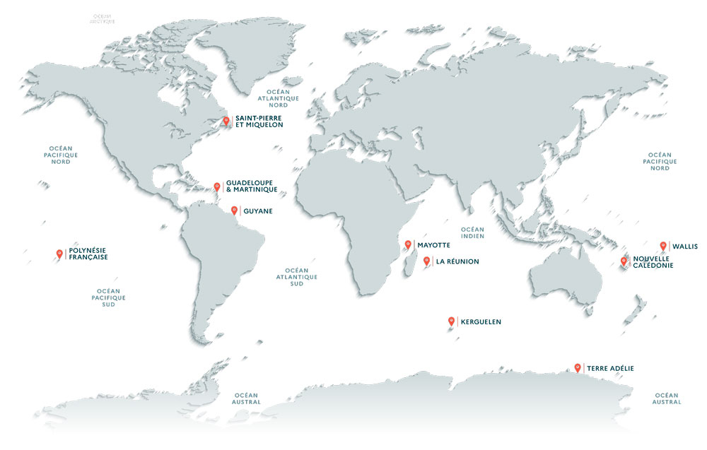 L'implantation de Météo-France dans le monde © Météo-France