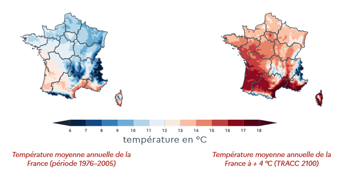 Évolution de la température moyenne annuelle en France © Météo-France