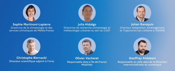 Composition du jury pour le hackathon “Le climat en données”.