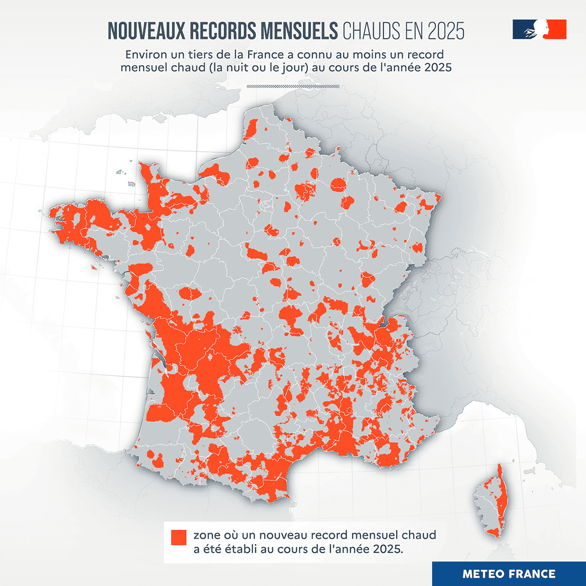 Nouveaux records mensuels chauds en 2025 © Météo-France